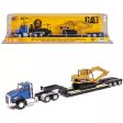 1:87 DIE CAST SEMI TRACTOR AND LOWBOY TRAILER WITH CAT ASSORTMENT For Discount