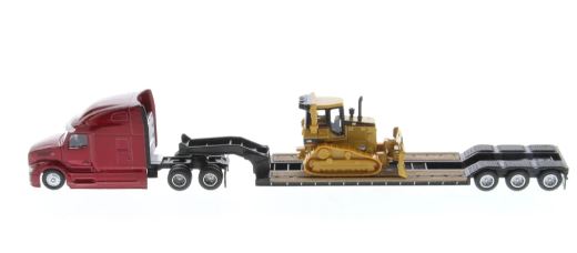 1:87 DIE CAST SEMI TRACTOR AND LOWBOY TRAILER WITH CAT ASSORTMENT For Discount