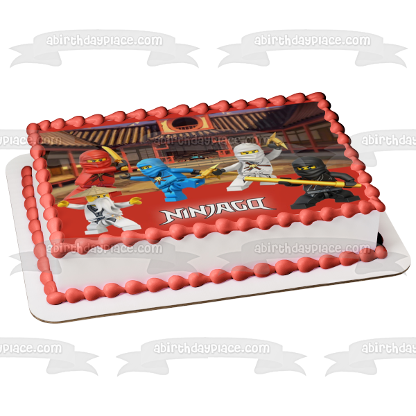 LEGO Ninjago Ninjas Master Wu Kai Cole Zane and Jay Edible Cake Topper Image ABPID03333 Online Sale