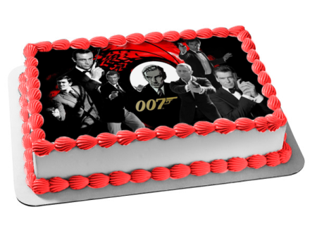 James Bond 007 Sean Connery Daniel Craig and Pierce Brosnon Edible Cake Topper Image ABPID03351 Fashion