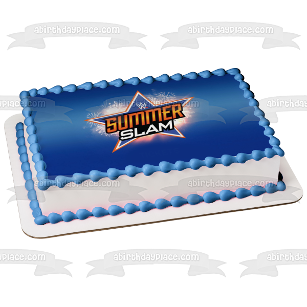 WWE Summer Slam World Wrestling Entertainment Fireworks Blue Background Edible Cake Topper Image ABPID01306 Discount