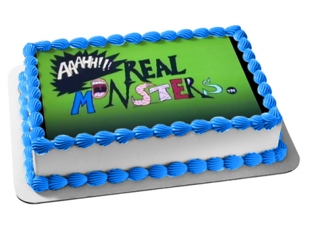 Aaahh!!! Real Monsters TV Logo Green Background Edible Cake Topper Image ABPID01114 Hot on Sale