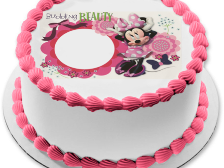 Minnie Mouse Flowers and Bows Budding Beauty Edible Cake Topper Image Frame ABPID03420 Cheap