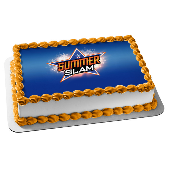 WWE Summer Slam World Wrestling Entertainment Fireworks Blue Background Edible Cake Topper Image ABPID01306 Discount