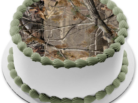 Camouflage Tree and Leaves Camo Edible Cake Topper Image ABPID03363 Fashion