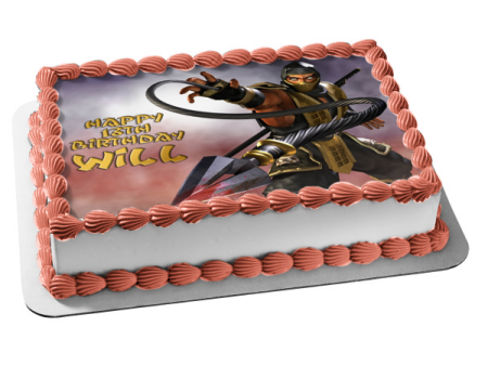 Mortal Kombat Deadly Alliance Scorpion Edible Cake Topper Image ABPID03325 Fashion