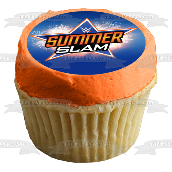 WWE Summer Slam World Wrestling Entertainment Fireworks Blue Background Edible Cake Topper Image ABPID01306 Discount