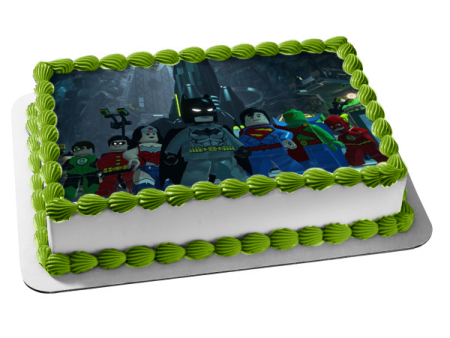 LEGO Batman 3 Superman Wonder Woman the Flash Green Lantern Justice League and Martian Manhunter Edible Cake Topper Image ABPID03411 Cheap