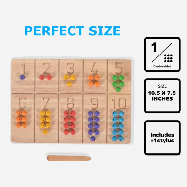 1-10 Reversible Board- Wooden Number tracing and Counting Aid Board - Preschool STEM Math Sensory Play For Cheap