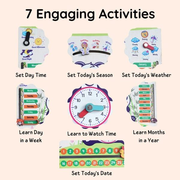 7 Activities Panda Teaching Clock & Calendar on Sale