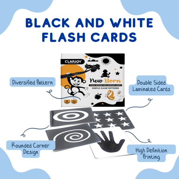 Black and White 20 Flash Cards for Infant Babies Supply