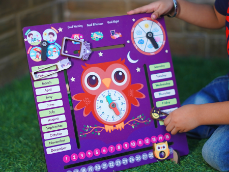 7 Activities Owl Teaching Clock and Calendar Hot on Sale