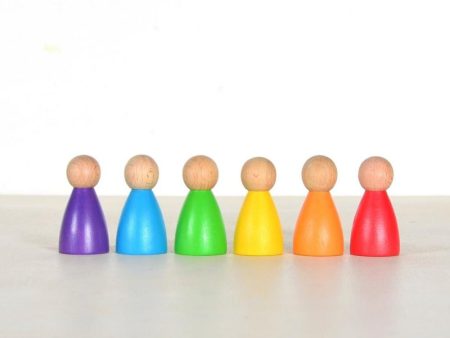 6 Rainbow Peg Dolls Set Fashion