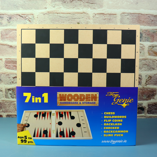 7 in 1 Wooden Board Games (Foldable Board with Storage) Online Hot Sale