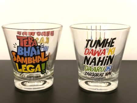 Whiskey Glasses (Set of 2) With Funky Prints Online now