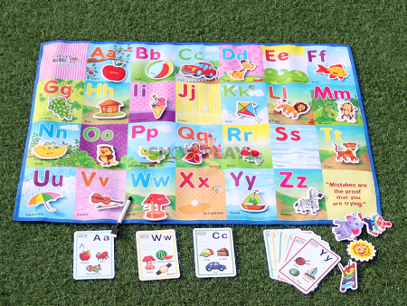 Educational Activity Play Mat with Flash Cards (English Letters With Printed Names & Pictures) Cheap