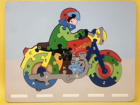 Wooden Motorbike With Alphabet Jigsaw Puzzle Online Hot Sale