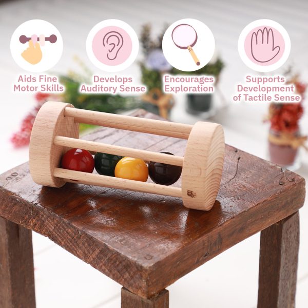 Wooden Rolling Rattle for Toddlers For Discount