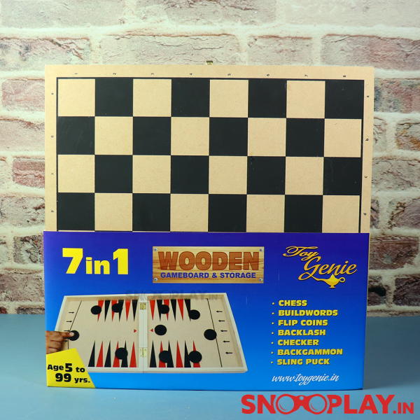 7 in 1 Wooden Board Games (Foldable Board with Storage) Online Hot Sale